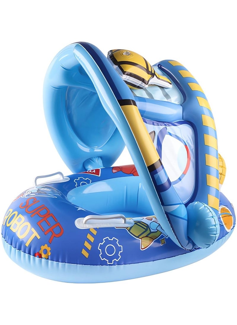 Jorunb Baby pool float,Swimming Pool Float Boat with Sun Protection Canopy Inflatable Pool Float Yacht Ring Awning Inflatable Swimming Training Float Seat for Boys Girls Summer Outdoor  - Image 1