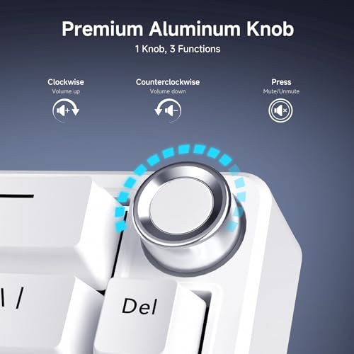 TMKB Technology Mechanical KeyBoard TMKB T68E 60% Wired Gaming Mechanical Keyboard, RGB Backlit Hot-Swappable Gasket Mount, Creamy Keyboard with Pre-Lubed Blueberry Switch, White - Image 5