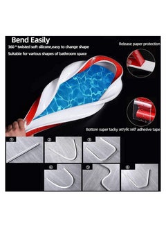 RATSAW 1M Flexible Shower Threshold Water Dam Collapsible Wet Floor Barrier Strip Self Adhesive and Bendable Waterproof Strip for Bathtub Bathroom Kitchen White  - Image 3
