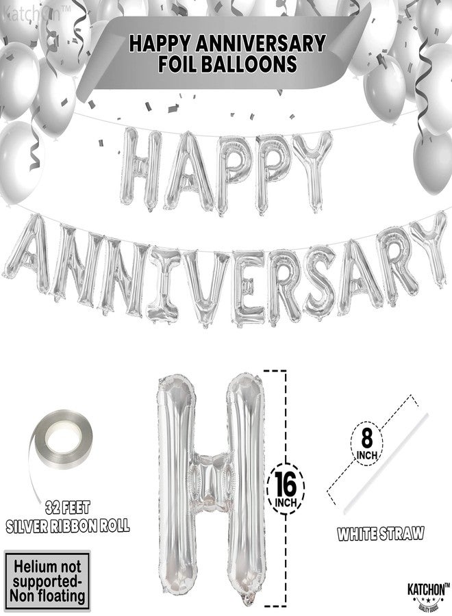 كاتشون بالونات كاتشون - حروف "ذكرى سعيدة" ١٦ بوصة | لافتة، خلفية، ولافتة بالونات لديكور الذكرى السنوية الفضية - Image 4
