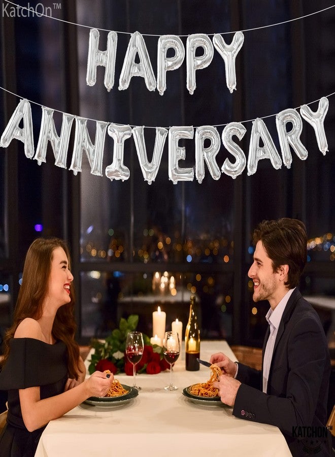 كاتشون بالونات كاتشون - حروف "ذكرى سعيدة" ١٦ بوصة | لافتة، خلفية، ولافتة بالونات لديكور الذكرى السنوية الفضية - Image 2