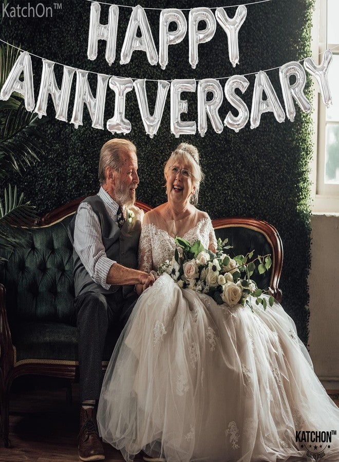 كاتشون بالونات كاتشون - حروف "ذكرى سعيدة" ١٦ بوصة | لافتة، خلفية، ولافتة بالونات لديكور الذكرى السنوية الفضية - Image 3