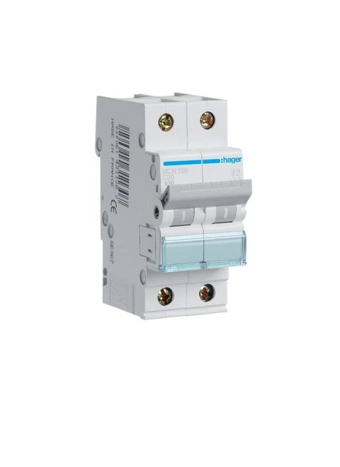 HAGER Miniature circuit breaker double pole 20A 6KA DP MCB TYPE C MCN220 *ONEKONEKT*