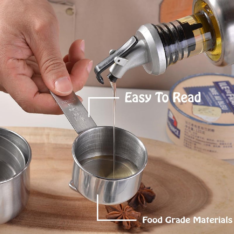 GRANDFORT Stainless Steel Measuring Cups Set, 5 Pieces Kitchen Measuring Sets Gadgets tool,For Cooking & Baking,Measure Dry & Wet Ingredients And Liquid (Cups) - Image 3