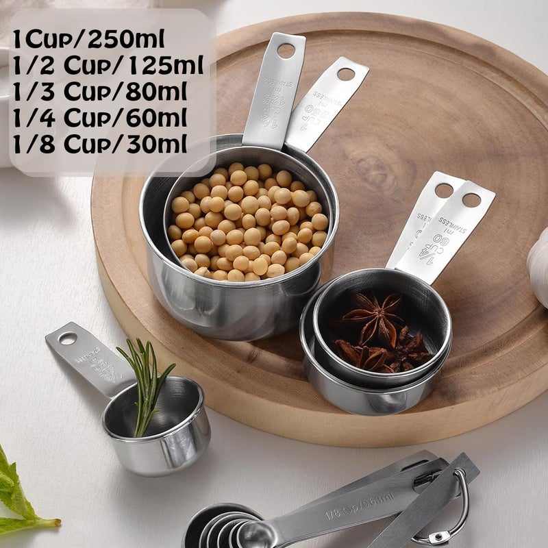 GRANDFORT Stainless Steel Measuring Cups Set, 5 Pieces Kitchen Measuring Sets Gadgets tool,For Cooking & Baking,Measure Dry & Wet Ingredients And Liquid (Cups) - Image 2