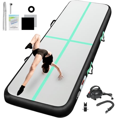 BCGA Inflatable Air Gymnastics Mat Gymnastics Track Training Mats Yoga Floor Cheerleading Landing Taekwondo Training Kungfu Exercise Mats with Electric Air Pump for Home Gymnasium Beach Park and Water Use - Image 1