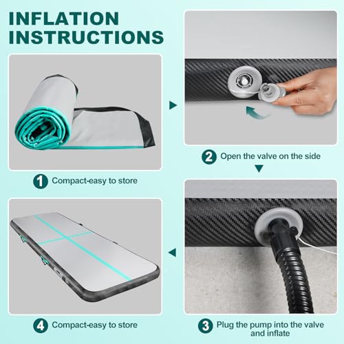 BCGA Inflatable Air Gymnastics Mat Gymnastics Track Training Mats Yoga Floor Cheerleading Landing Taekwondo Training Kungfu Exercise Mats with Electric Air Pump for Home Gymnasium Beach Park and Water Use - Image 4