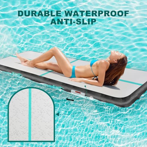 BCGA Inflatable Air Gymnastics Mat Gymnastics Track Training Mats Yoga Floor Cheerleading Landing Taekwondo Training Kungfu Exercise Mats with Electric Air Pump for Home Gymnasium Beach Park and Water Use - Image 5