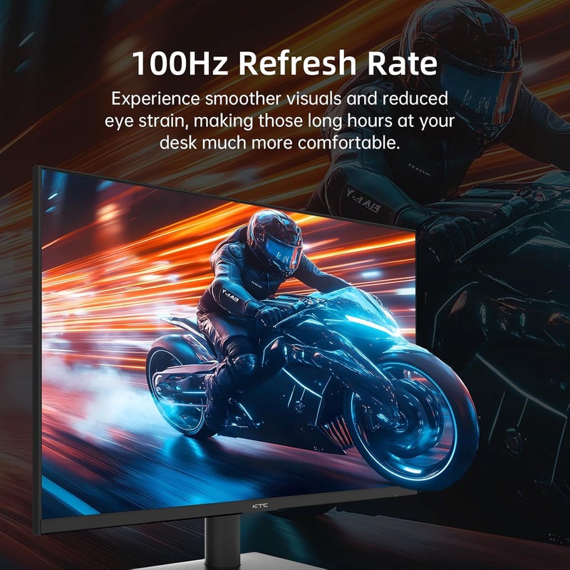 KTC 24 inch Monitor - 1080P 100Hz FreeSync with HDR10,VESA Mountable, Adjustable Tilt, ZeroFrame Design, HDMI,VGA,Earphone Ports, PC Work Monitor for Office - Image 2