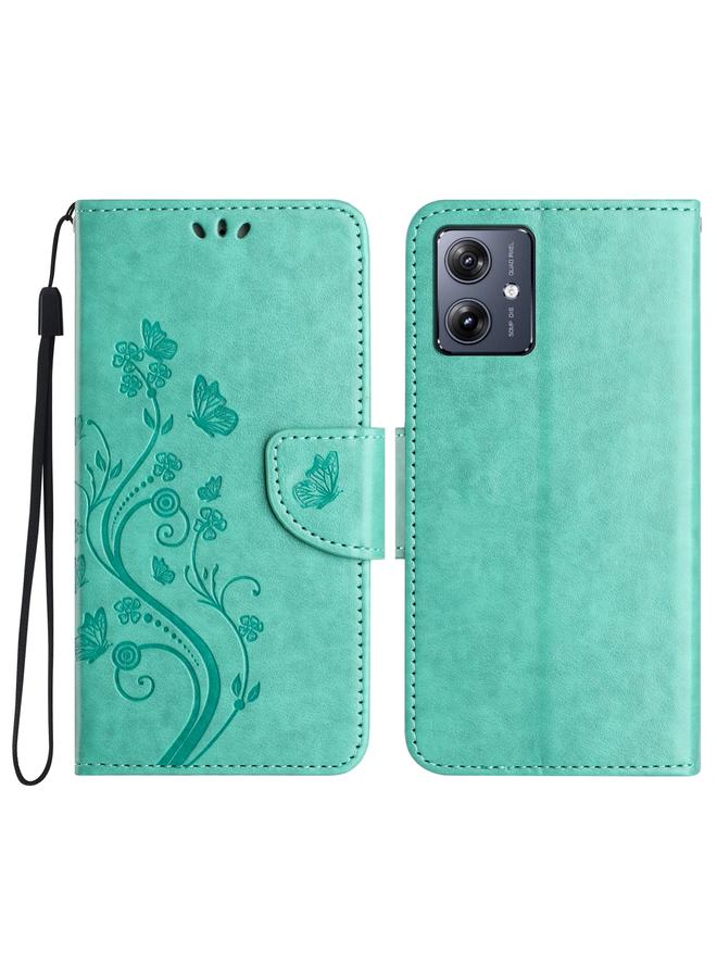 S-TOP Case For Motorola Moto G55 Butterfly Flower Pattern Flip Leather Phone Case - Image 1