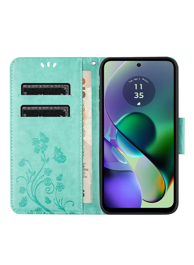 S-TOP Case For Motorola Moto G55 Butterfly Flower Pattern Flip Leather Phone Case - Image 4