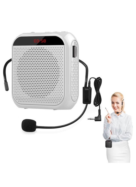 Voice Amplifier, Portable Speech Amplifier with Wired Microphone Headset, Rechargable Loudspeaker for Teachers, Tour Guides, Coaches and Meeting