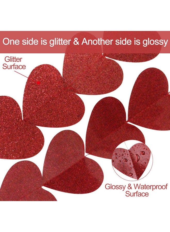 Partyprops 8 Packs Red Glitter Heart Garland- NO DIY - Heart Garland Decorations - Valentines Day Red Heart Hanging String Garland - Valentines Day Decorations - Valentine's Day Party Decorations Supplies - Image 2
