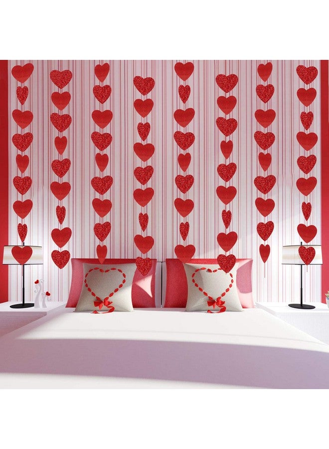 Partyprops 8 Packs Red Glitter Heart Garland- NO DIY - Heart Garland Decorations - Valentines Day Red Heart Hanging String Garland - Valentines Day Decorations - Valentine's Day Party Decorations Supplies - Image 5