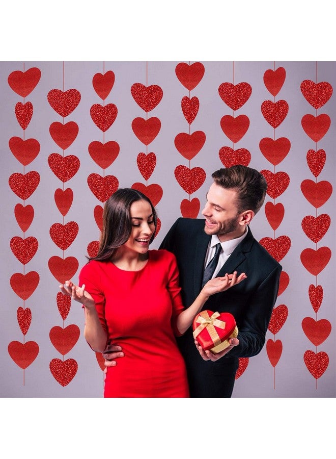 Partyprops 8 Packs Red Glitter Heart Garland- NO DIY - Heart Garland Decorations - Valentines Day Red Heart Hanging String Garland - Valentines Day Decorations - Valentine's Day Party Decorations Supplies - Image 4