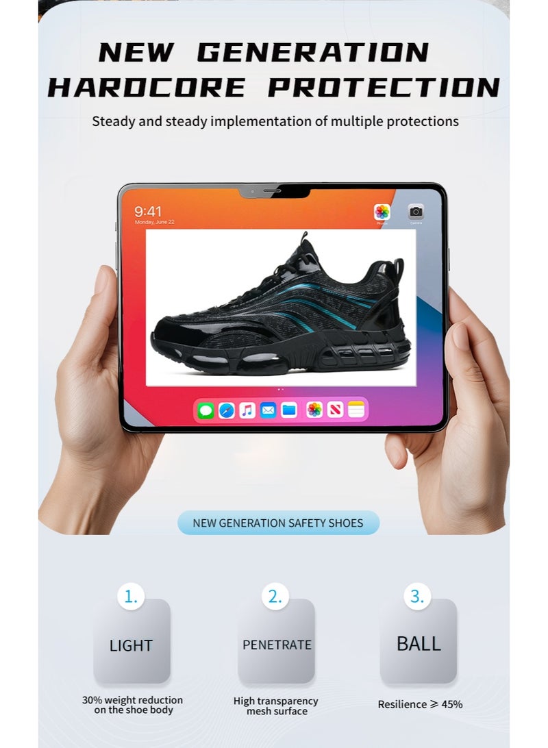 أحذية رجالية ذات أصابع فولاذية وخفيفة الوزن وآمنة ومريحة ومقاومة للثقب وأحذية عمل غير قابلة للتدمير وأحذية رياضية أنيقة. - Image 2