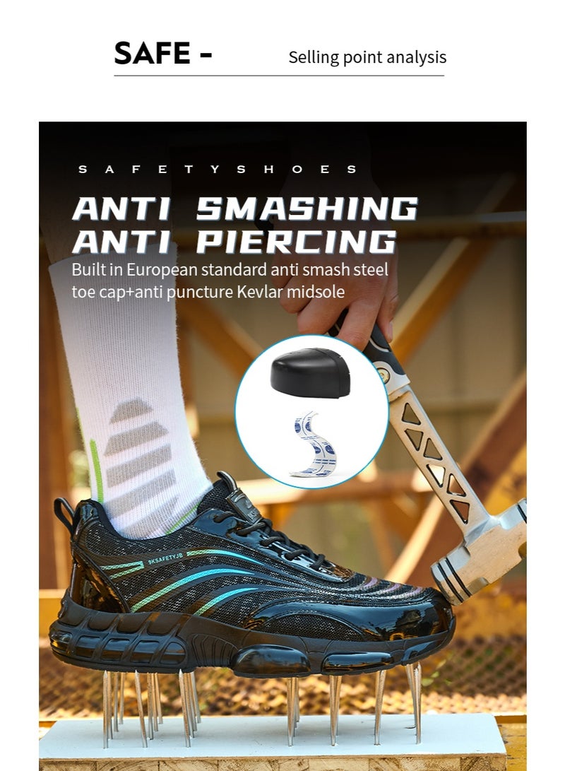 أحذية رجالية ذات أصابع فولاذية وخفيفة الوزن وآمنة ومريحة ومقاومة للثقب وأحذية عمل غير قابلة للتدمير وأحذية رياضية أنيقة. - Image 5