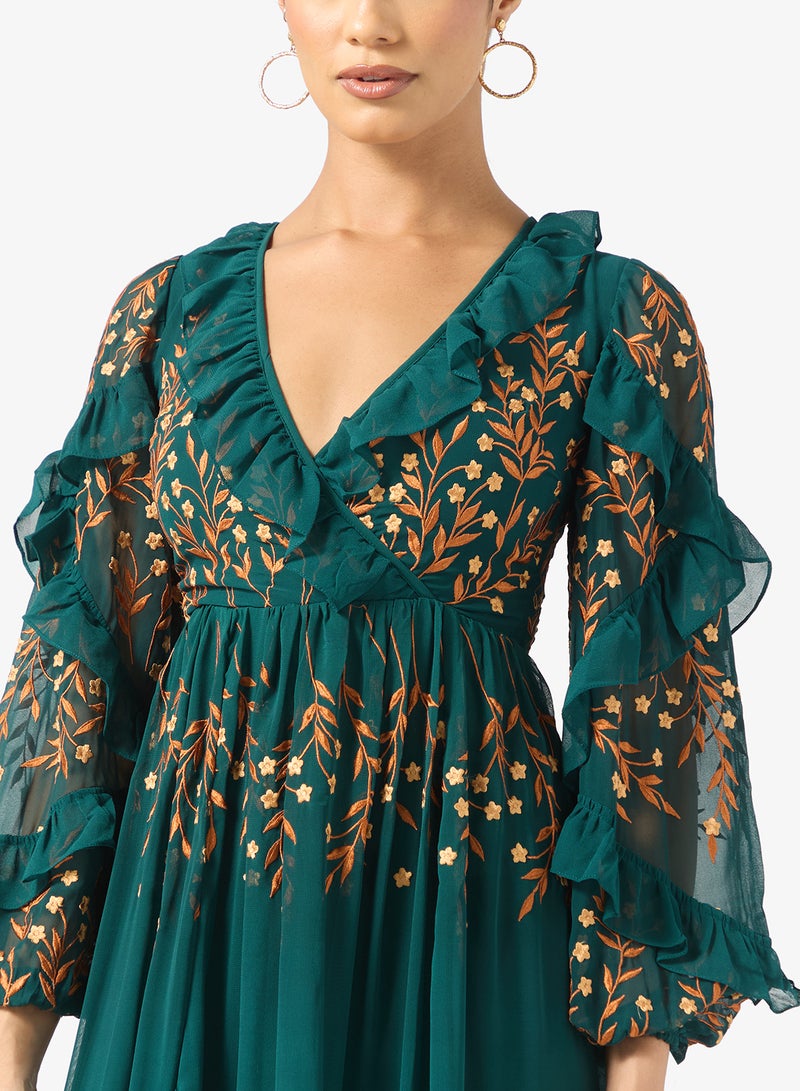 Frock and Frill V-Neck Frill Detailed Maxi Dress - Image 3