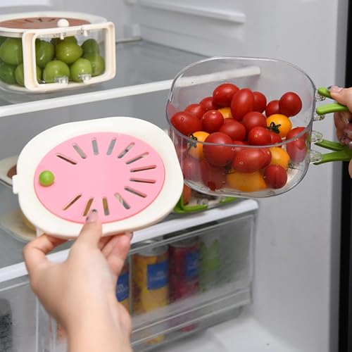 iDream Multifunctional Fruit Storage Container with Draining Lid, Stackable Food Strainer Basket with Collapsible Handle for Washing, Rinsing, and Storing Fruits & Vegetables - Image 5