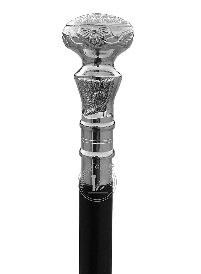 RIYLBEX Vintage Antique Walking Cane Wooden Walking Stick Silver Brass Handle Knob Gift - Image 2