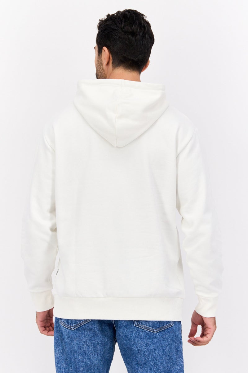 SELECTED Men Hooded Long Sleeve  Solid Sweatshirt, White - Image 3