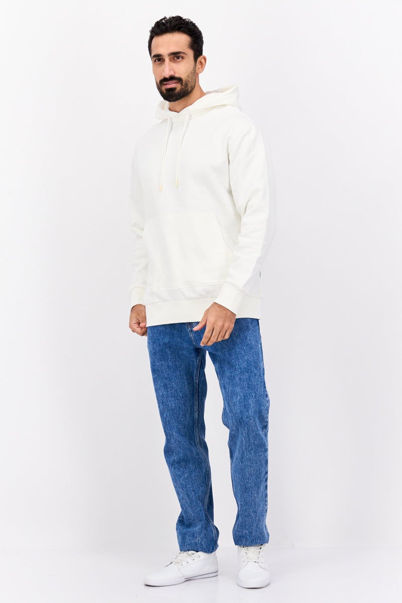 SELECTED Men Hooded Long Sleeve  Solid Sweatshirt, White - Image 4