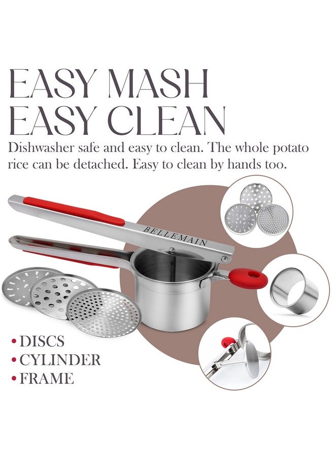 Bellemain Bellemain 15 oz Large Potato Ricer | Heavy-Duty Stainless Steel Potato Ricer & Masher | Perfect for Mashed Potatoes | Kitchen Tool with 3 Interchangeable Discs  - Image 5