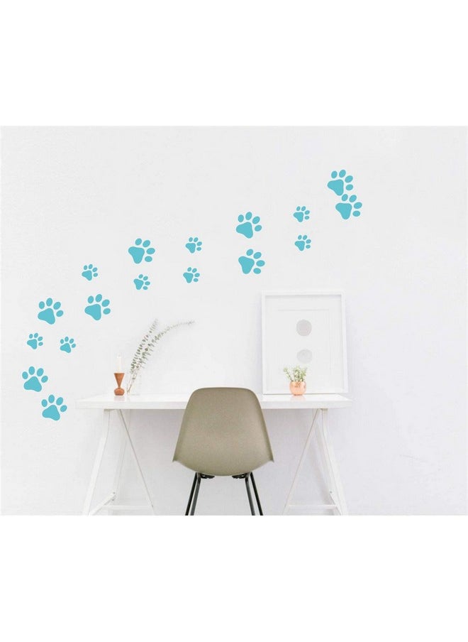 JURUOXIN 49 Pieces/Set Dog Paws Wall Decals Vinyl Pawprints Sticker Animal Footprint Wall Art Decoration For Kids Boy Girl Baby Nursery Bedroom Living Room Animal Tracks Decor Ymx21 (Teal)  - Image 2