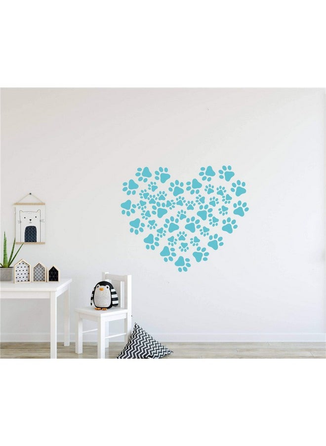 JURUOXIN 49 Pieces/Set Dog Paws Wall Decals Vinyl Pawprints Sticker Animal Footprint Wall Art Decoration For Kids Boy Girl Baby Nursery Bedroom Living Room Animal Tracks Decor Ymx21 (Teal)  - Image 4