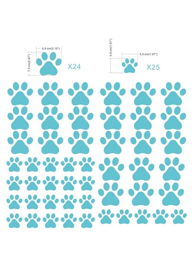 JURUOXIN 49 Pieces/Set Dog Paws Wall Decals Vinyl Pawprints Sticker Animal Footprint Wall Art Decoration For Kids Boy Girl Baby Nursery Bedroom Living Room Animal Tracks Decor Ymx21 (Teal)  - Image 5