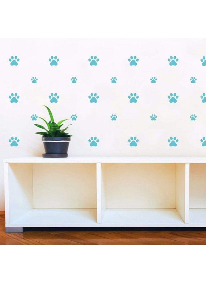 JURUOXIN 49 Pieces/Set Dog Paws Wall Decals Vinyl Pawprints Sticker Animal Footprint Wall Art Decoration For Kids Boy Girl Baby Nursery Bedroom Living Room Animal Tracks Decor Ymx21 (Teal)  - Image 3