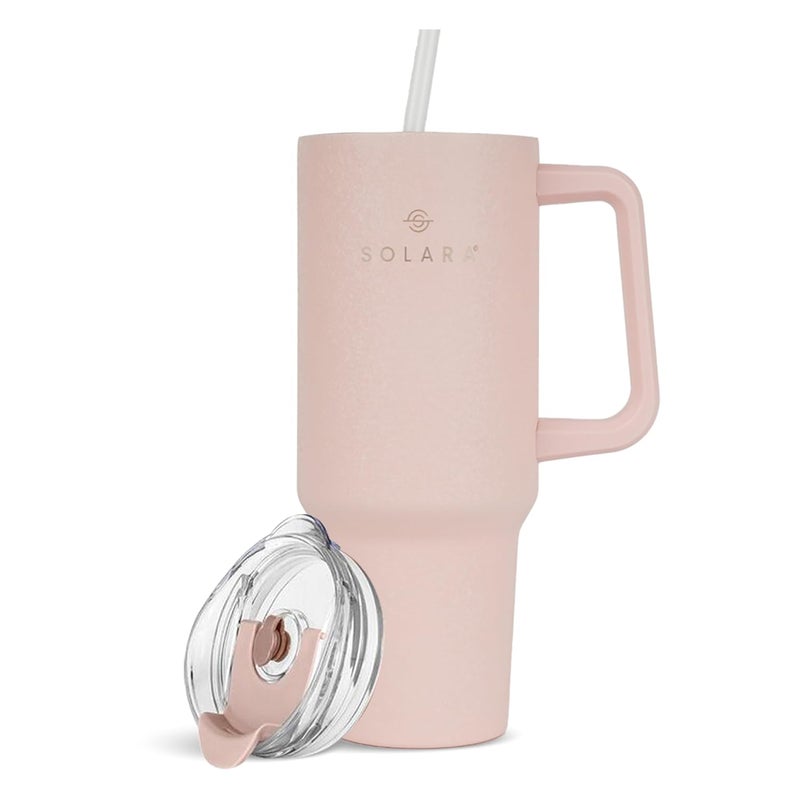 SOLARA Elixir 40oz Insulated Tumbler with Straw and Lid Tumblers for Hot and Cold 1200ml Stainless Steel Tumbler with Straw Travel Mug Coffee Mug for Office Home Dusky Pink - Image 1