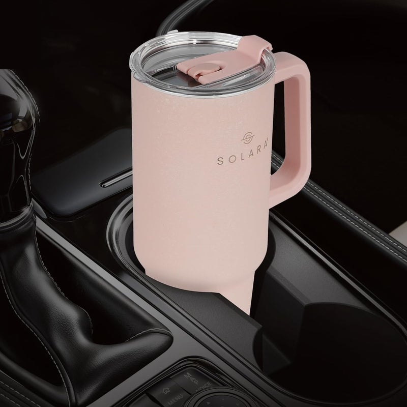 SOLARA Elixir 40oz Insulated Tumbler with Straw and Lid Tumblers for Hot and Cold 1200ml Stainless Steel Tumbler with Straw Travel Mug Coffee Mug for Office Home Dusky Pink - Image 3
