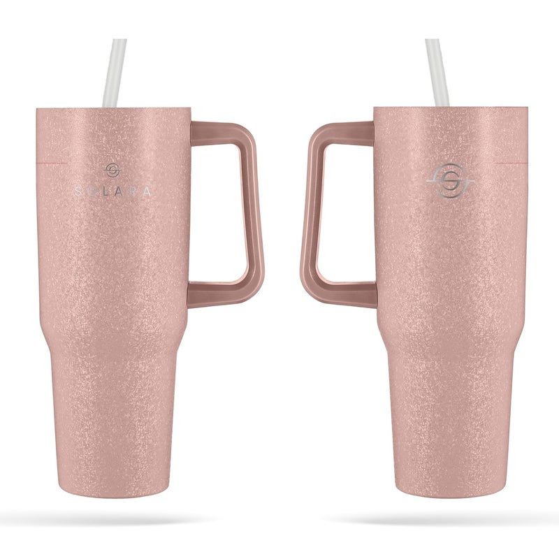 SOLARA Elixir 40oz Insulated Tumbler with Straw and Lid Tumblers for Hot and Cold 1200ml Stainless Steel Tumbler with Straw Travel Mug Coffee Mug for Office Home Dusky Pink - Image 5