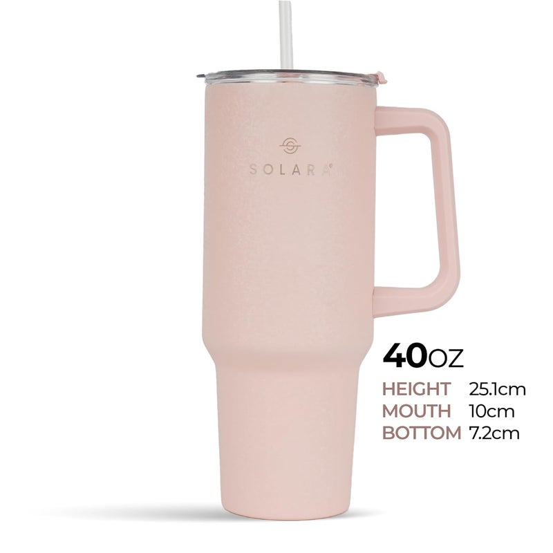 SOLARA Elixir 40oz Insulated Tumbler with Straw and Lid Tumblers for Hot and Cold 1200ml Stainless Steel Tumbler with Straw Travel Mug Coffee Mug for Office Home Dusky Pink - Image 4