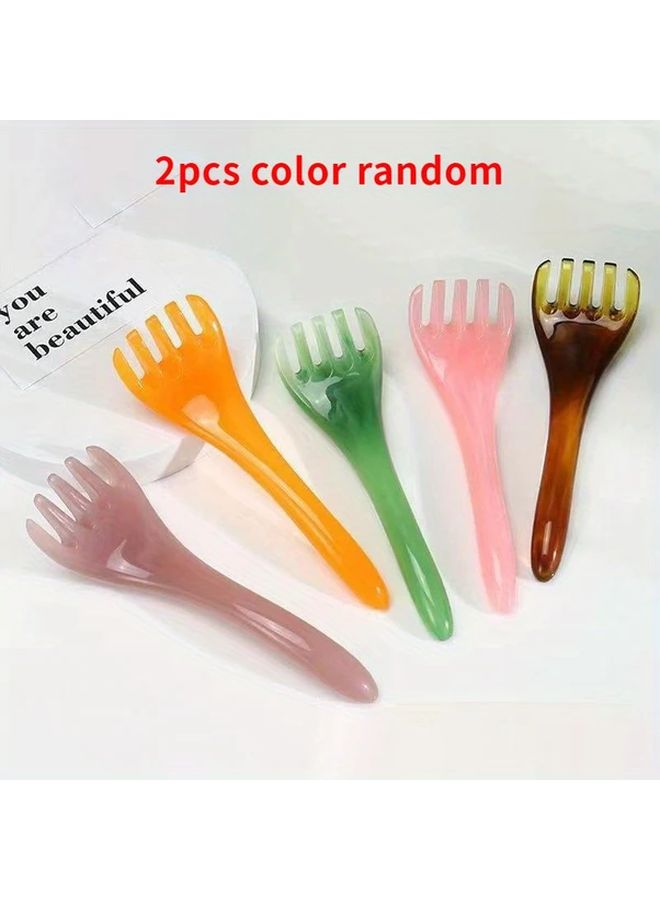 2pcs Assorted Color Five Prong Head Massager Gua Sha Board For Feet Legs Arms Back Body Muscle - Image 1