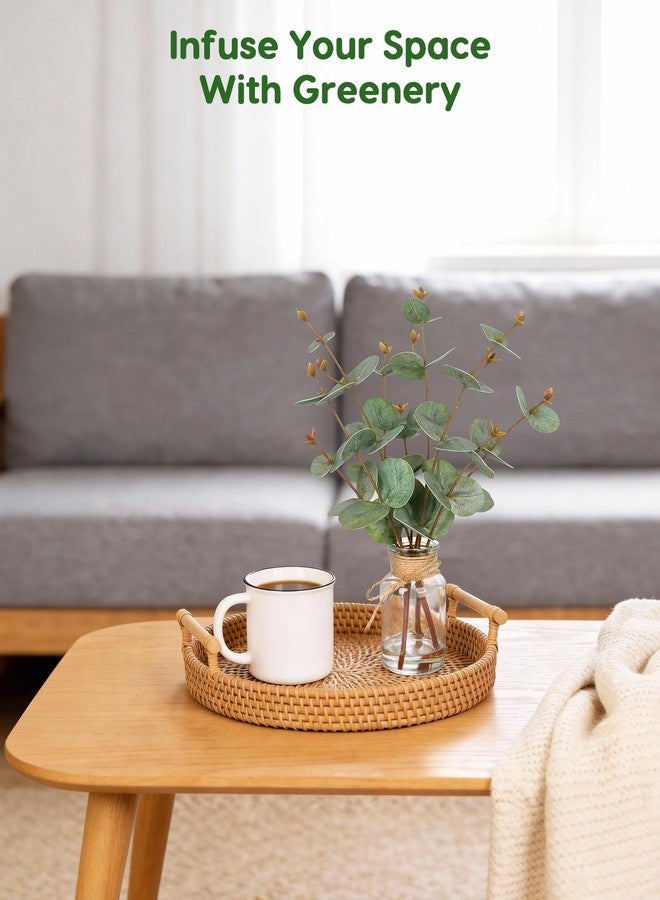 Velener Faux Eucalyptus Stems in Vase with Faux Water, Fake Plants Artificial Eucalyptus Plant for Home Decor, Kitchen Bathroom Farmhouse Living Room Coffee Table Faux Centerpieces for Tables Green - Image 4