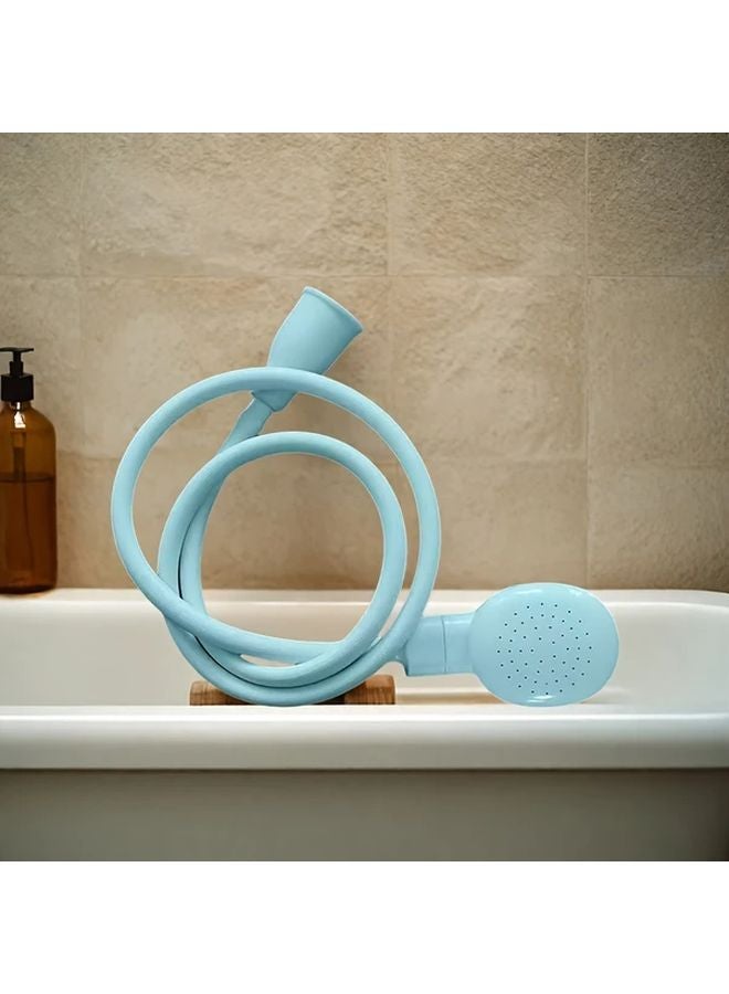 Blue Pet Shower Spray Head With Retractable Hose One Touch Water Stop For Bathing - Image 2