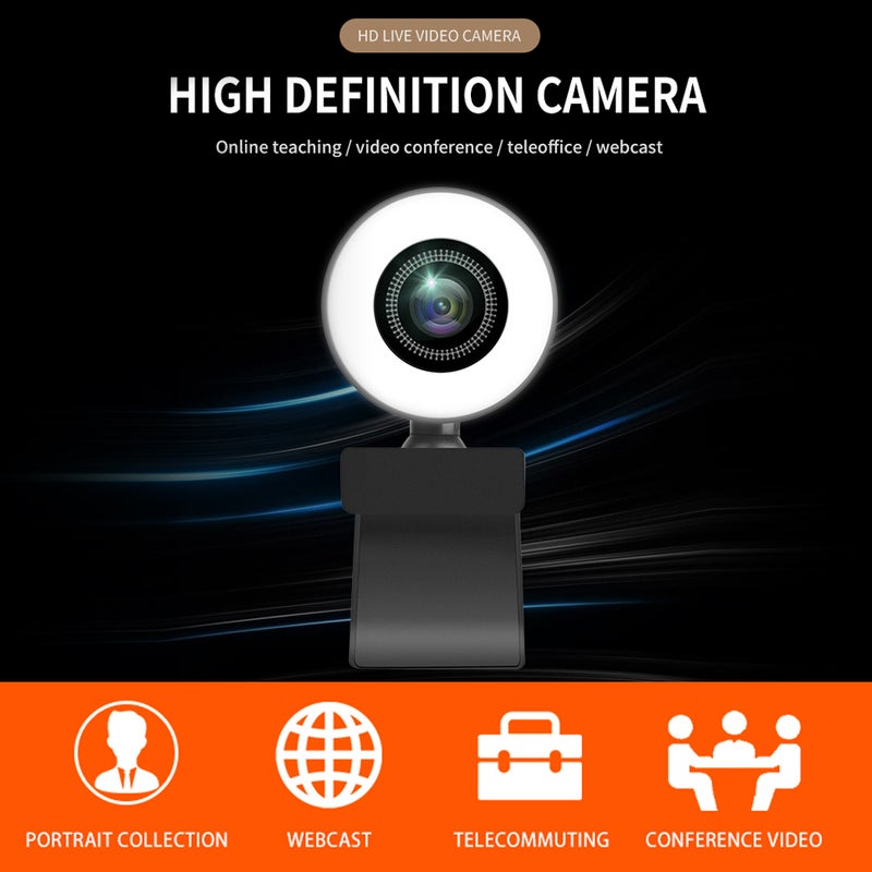 كاميرا ويب بدقة 1080 بكسل مع مصباح قابل للتعديل وميكروفونات تخفض الضوضاء، كاميرا ويب تي إس بي للتعلم عبر الإنترنت والاجتماعات وتسجيل الفيديو، مناسبة لنظام ويندوز وآي أو إس وأندرويد وغيرها. - Image 2