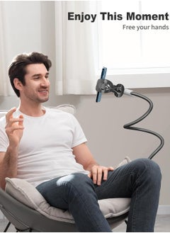 سايجي حامل هاتف مرن وحامل ذراع طويل، حامل كاميرا وثائق مع حامل هاتف للأجهزة مقاس 4.0-6.5 بوصة (أسود)  - Image 3