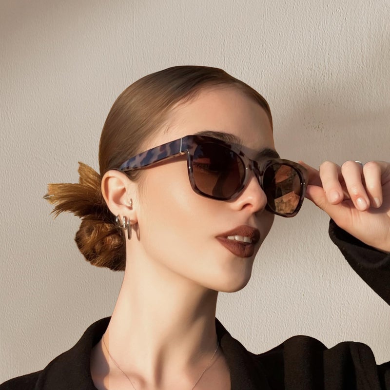 نظارات شمسية مقوسة من زينوتيك للنساء، بتصميم كبير، مزودة بحماية من أشعة UV400 وبتدرجات لونية رترو - Image 2