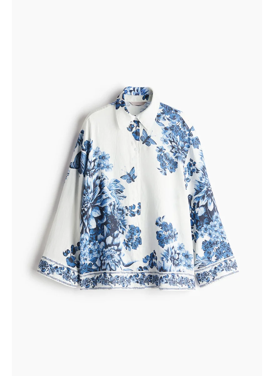 H&M Patterned Linen Shirt