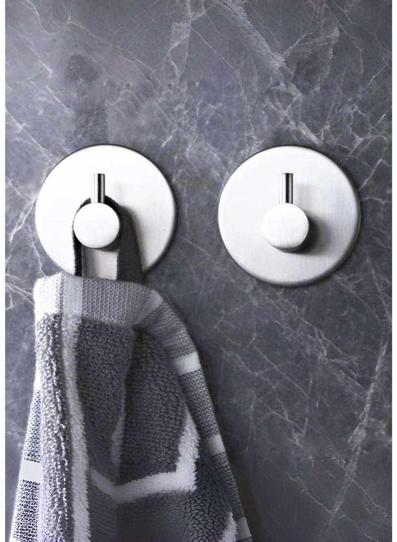 متجر الفرح 4 عبوات من خطافات المناشف اللاصقة المصنوعة من الفولاذ المقاوم للصدأ، خطافات حائط شديدة التحمل مقاومة للماء من الفولاذ المقاوم للصدأ لتعليق المعاطف والقبعات وأردية المناشف، رف خطاف للتركيب على الحائط والحمام وغرفة النوم - Image 3