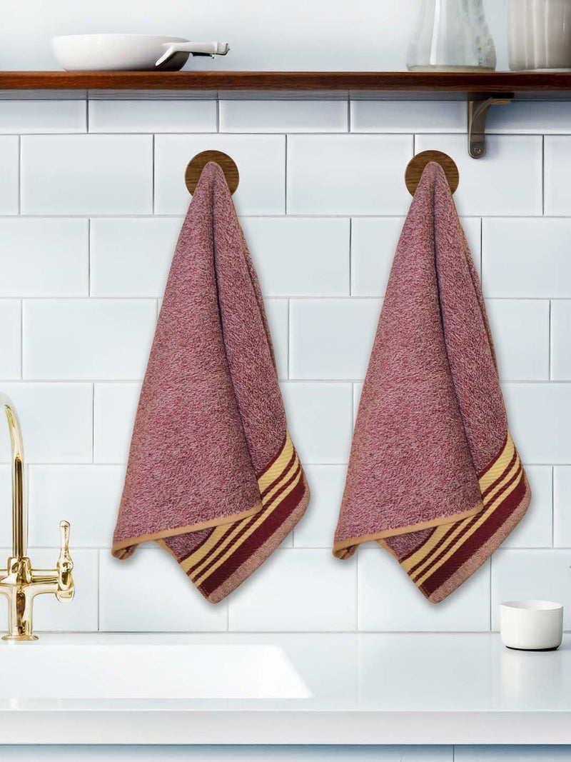 Athom Living Milange Hand Towels - 40 x 60 cm, Multipurpose, Soft Cotton, Absorbent, Quick-Drying, Maroon Color, Set of 2 - Image 2