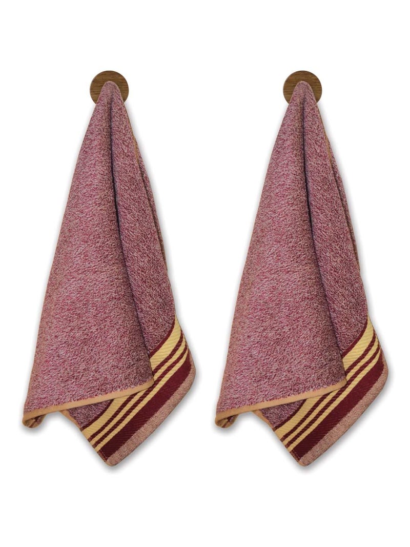 Athom Living Milange Hand Towels - 40 x 60 cm, Multipurpose, Soft Cotton, Absorbent, Quick-Drying, Maroon Color, Set of 2 - Image 1