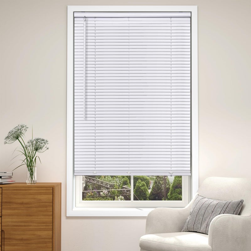 LazBlinds Cordless White 1" Room Darkening Vinyl Mini Blinds, 20" W X 36" H Horizontal Window Blinds for Home, Cordless Shades for Indoor Windows - Image 1