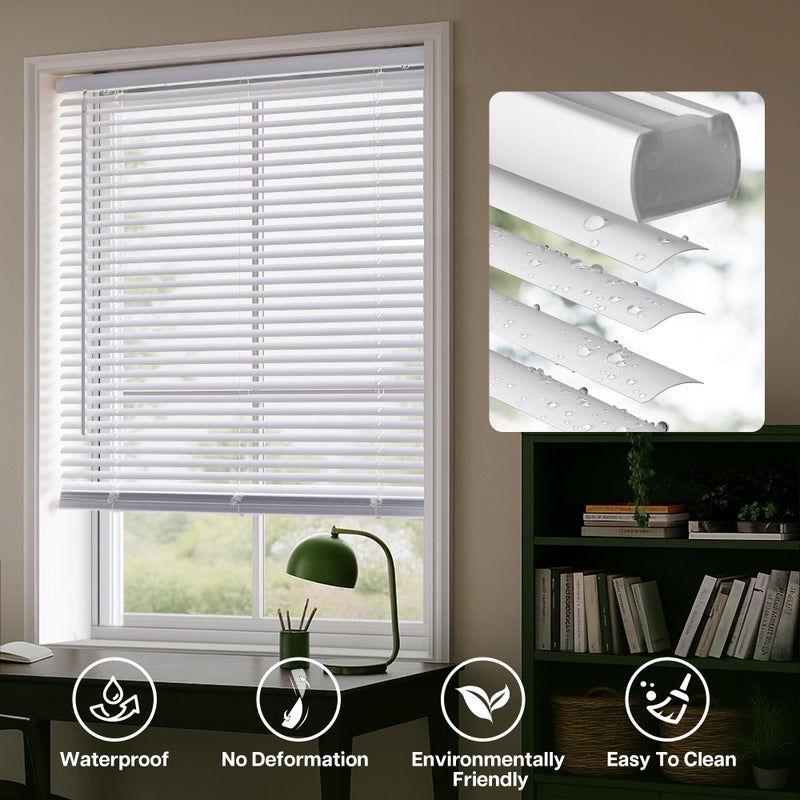 LazBlinds Cordless White 1" Room Darkening Vinyl Mini Blinds, 20" W X 36" H Horizontal Window Blinds for Home, Cordless Shades for Indoor Windows - Image 2