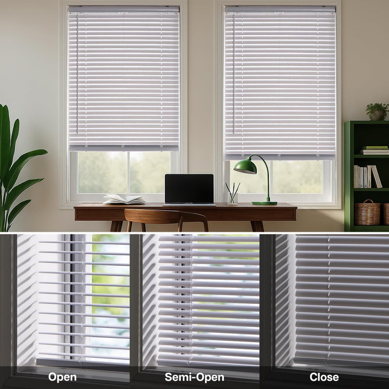 LazBlinds Cordless White 1" Room Darkening Vinyl Mini Blinds, 20" W X 36" H Horizontal Window Blinds for Home, Cordless Shades for Indoor Windows - Image 3