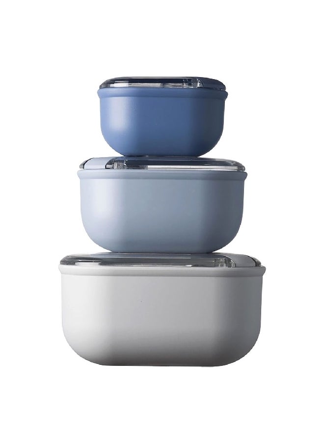 OMADA 3-Piece Microwave and Leak Proof Durable Plastic Lunch Box Set Grey and Blue 3.4 L M6753CA2 - Image 1