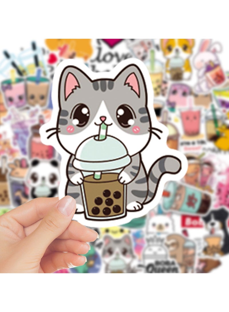 قوس قزح أورينبو 50 قطعة من ملصقات بوبا اللطيفة، ملصقات شاي الفقاعات والحليب والشاي، ملصقات مشروبات من الفينيل، ملصقات مقاومة للماء لزجاجة المياه والكمبيوتر المحمول والهاتف وسجل القصاصات، مجموعة ملصقات مضحكة للمراهقين والأطفال والفتيات - Image 2